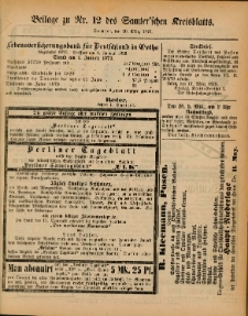 Beilage zur Nr.12 des Samterchen Kreisblatts = Dodatek do Nr.12 dziennika powiatowego Szamotulskiego 1879.03.20 Jg.25