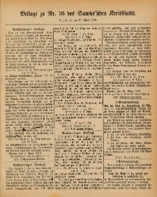 Beilage zur Nr.16 des Samterchen Kreisblatts = Dodatek do Nr.16 dziennika powiatowego Szamotulskiego 1879.04.17 Jg.25
