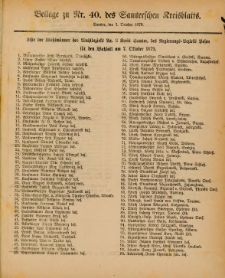 Beilage zur Nr.40 des Samterchen Kreisblatts = Dodatek do Nr.40 dziennika powiatowego Szamotulskiego 1879.10.02 Jg.25
