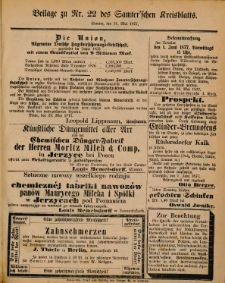 Beilage zu Nr.22 des Samterschen Kreisblatts = Dodatek do Nr.22 dziennika powiatowego Szamotulskiego 1877.05.31 Jg.23