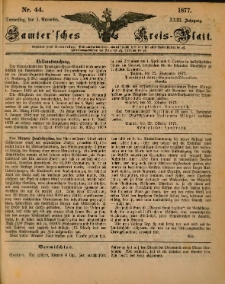 Samtersches Kreis-Blatt = Dziennik Powiatu Szamotulskiego 1877.11.01 Jg.23 Nr44
