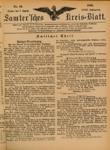 Samtersches Kreis-Blatt = Dziennik Powiatu Szamotulskiego 1886.08.07 Jg.32 Nr63