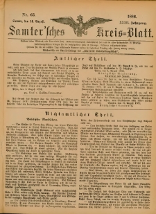 Samtersches Kreis-Blatt = Dziennik Powiatu Szamotulskiego 1886.08.14 Jg.32 Nr65