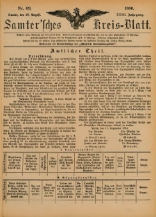 Samtersches Kreis-Blatt = Dziennik Powiatu Szamotulskiego 1886.08.28 Jg.32 Nr69
