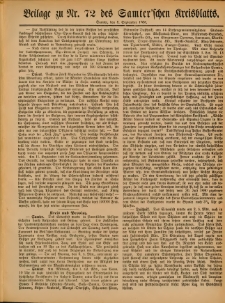 Beilage zu Nr.72 des Samterschen Kreisblatts = Dodatek do Nr.72 dziennika powiatowego Szamotulskiego 1886.09.08 Jg.32