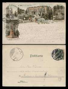 Gruss aus Posen. Brunnen a.d.K&ouml;nigsplatz. General-Kommando-Geb&auml;ude. Denkmal Kaiser Wilhelm I. Dichter A.Mickiewicz-Denkmal.