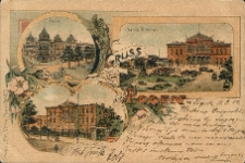 Gruss aus Posen. Post. Central-Bahnhof. Hospitz u. Herberge z. Heimath.