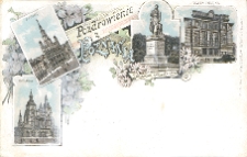 Pozdrowienie z Poznania. Ratusz. Katedra. Pomnik Mickiewicza. Teatr Polski.