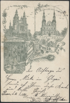 Gruss aus Posen. Dom. Bernhardiner Kirche. Provinzial Krieger Denkmal.