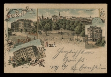 Gruss aus Posen/Poznań. Landgericht/Sąd ziemski. Wilhelmsplatz. Poln.Theater/Teatr Polski. Ober-Landgericht/Wyższy Sąd źiemski.