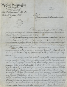 Wydział Emigracyjmy w Paryżu do Pana ... Korespondenta Departamentu
