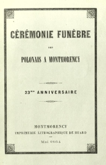 Cérémonie funébre des Polonais a Montmorency : 23me anniversaire