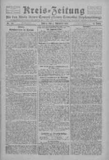Kreis-Zeitung f&uuml;r d. Kreis Nowy-Tomysl: zugl. Nowy-Tomysler Hopfenzeitung 1927.09.02 Jg.52 Nr100