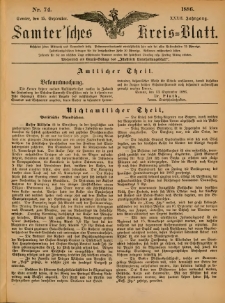 Samtersches Kreis-Blatt = Dziennik Powiatu Szamotulskiego 1886.09.15 Jg.32 Nr74
