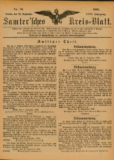 Samtersches Kreis-Blatt = Dziennik Powiatu Szamotulskiego 1886.09.22 Jg.32 Nr76