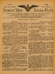 Samtersches Kreis-Blatt = Dziennik Powiatu Szamotulskiego 1886.11.13 Jg.32 Nr91