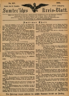 Samtersches Kreis-Blatt = Dziennik Powiatu Szamotulskiego 1886.12.22 Jg.32 Nr102