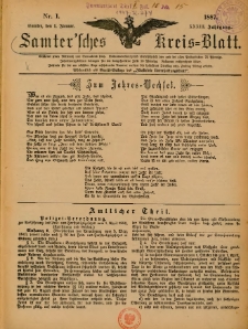 Samtersches Kreis-Blatt = Dziennik Powiatu Szamotulskiego 1887.01.01 Jg.33 Nr1