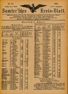 Samtersches Kreis-Blatt = Dziennik Powiatu Szamotulskiego 1887.04.02 Jg.33 Nr27