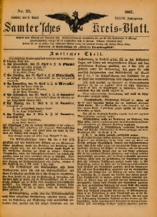Samtersches Kreis-Blatt = Dziennik Powiatu Szamotulskiego 1887.04.09 Jg.33 Nr29
