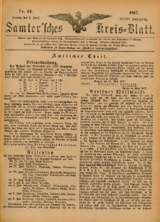 Samtersches Kreis-Blatt = Dziennik Powiatu Szamotulskiego 1887.06.01 Jg.33 Nr44