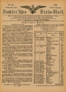 Samtersches Kreis-Blatt = Dziennik Powiatu Szamotulskiego 1887.07.06 Jg.33 Nr54