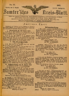 Samtersches Kreis-Blatt = Dziennik Powiatu Szamotulskiego 1887.08.03 Jg.33 Nr62