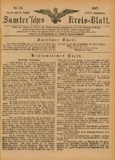 Samtersches Kreis-Blatt = Dziennik Powiatu Szamotulskiego 1887.08.13 Jg.33 Nr65