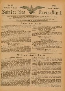 Samtersches Kreis-Blatt = Dziennik Powiatu Szamotulskiego 1887.08.20 Jg.33 Nr67