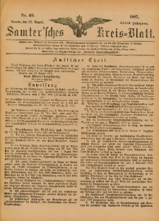 Samtersches Kreis-Blatt = Dziennik Powiatu Szamotulskiego 1887.08.27 Jg.33 Nr69