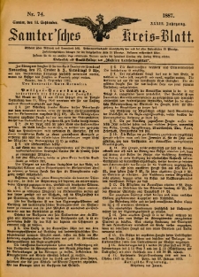 Samtersches Kreis-Blatt = Dziennik Powiatu Szamotulskiego 1887.09.14 Jg.33 Nr74