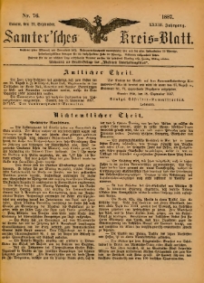 Samtersches Kreis-Blatt = Dziennik Powiatu Szamotulskiego 1887.09.21 Jg.33 Nr76
