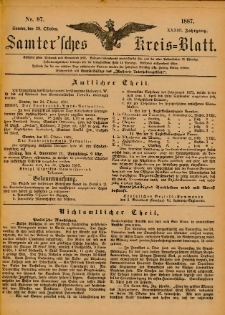 Samtersches Kreis-Blatt = Dziennik Powiatu Szamotulskiego 1887.10.29 Jg.33 Nr87