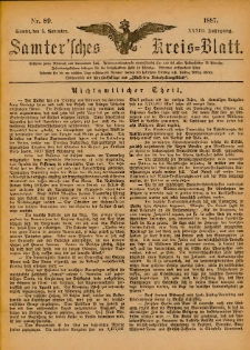 Samtersches Kreis-Blatt = Dziennik Powiatu Szamotulskiego 1887.11.05 Jg.33 Nr89