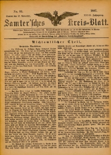 Samtersches Kreis-Blatt = Dziennik Powiatu Szamotulskiego 1887.11.12 Jg.33 Nr91