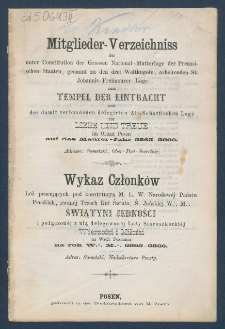 Spis członk&oacute;w loży "Zum Tempel der Eintracht" (Poznań)