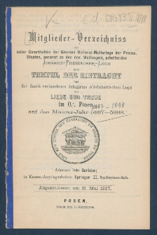 Spis członk&oacute;w loży "Zum Tempel der Eintracht" (Poznań)