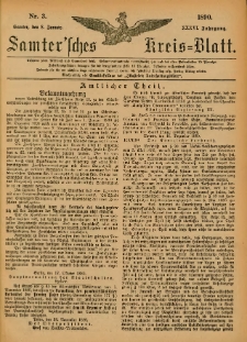 Samtersches Kreis-Blatt = Dziennik Powiatu Szamotulskiego 1890.01.08 Jg.36 Nr3