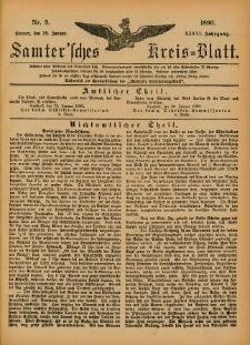 Samtersches Kreis-Blatt = Dziennik Powiatu Szamotulskiego 1890.01.29 Jg.36 Nr9