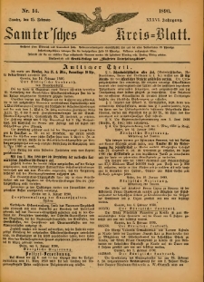 Samtersches Kreis-Blatt = Dziennik Powiatu Szamotulskiego 1890.02.15 Jg.36 Nr14