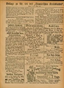 Beilage zu Nr.26 des Samterschen Kreisblatts = Dodatek do Nr.26 dziennika powiatowego Szamotulskiego 1890.03.29 Jg.36