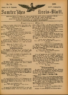 Samtersches Kreis-Blatt = Dziennik Powiatu Szamotulskiego 1890.09.13 Jg.36 Nr74