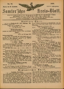 Samtersches Kreis-Blatt = Dziennik Powiatu Szamotulskiego 1890.09.20 Jg.36 Nr76