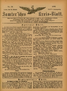 Samtersches Kreis-Blatt = Dziennik Powiatu Szamotulskiego 1891.02.14 Jg.37 Nr13