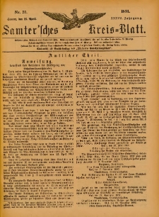 Samtersches Kreis-Blatt = Dziennik Powiatu Szamotulskiego 1891.04.18 Jg.37 Nr31