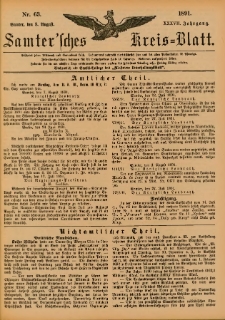Samtersches Kreis-Blatt = Dziennik Powiatu Szamotulskiego 1891.08.08 Jg.37 Nr63