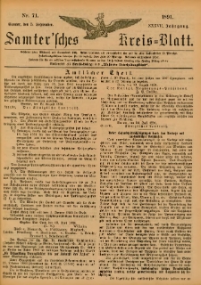 Samtersches Kreis-Blatt = Dziennik Powiatu Szamotulskiego 1891.09.05 Jg.37 Nr71