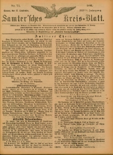 Samtersches Kreis-Blatt = Dziennik Powiatu Szamotulskiego 1891.09.12 Jg.37 Nr73