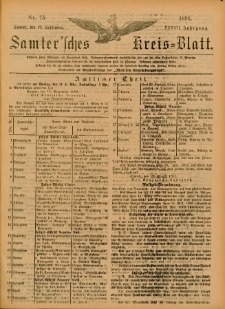 Samtersches Kreis-Blatt = Dziennik Powiatu Szamotulskiego 1891.09.19 Jg.37 Nr75