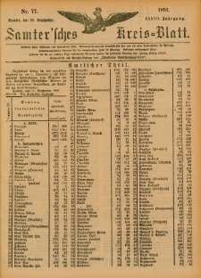 Samtersches Kreis-Blatt = Dziennik Powiatu Szamotulskiego 1891.09.26 Jg.37 Nr77